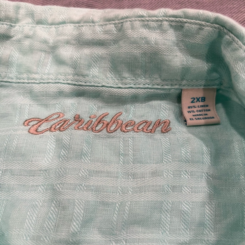 Caribbean Green Casual Button Down Shirt Lightweight Size 2XBIG - Picture 3 of 5